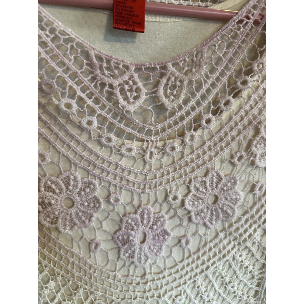 V Cristina Pink Ivory Ombre Crochet Top Small Vacation Boho Chic‎ Sweater Beach - Picture 3 of 9